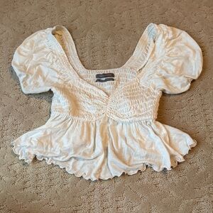 Urban Outfitters Cream Puff Sleeve Blouse